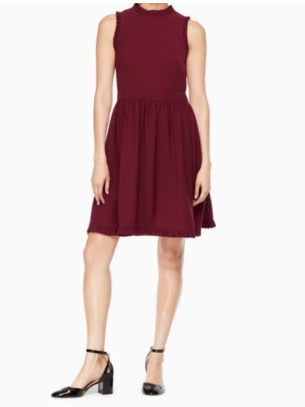 kate spade Sleeveless Fit-and-Flare Dress in Burgundy